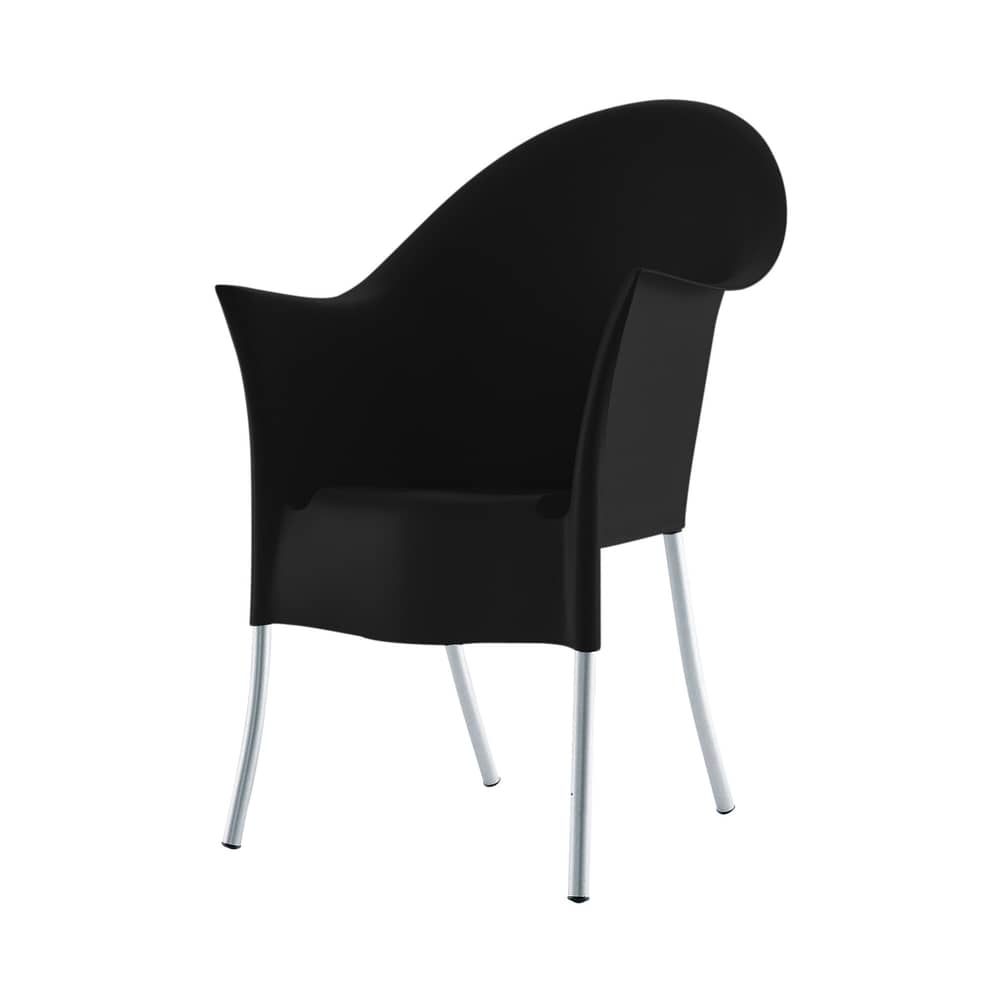 Fauteuil empilable Lord Yo plastique noir / Seconde vie - Driade - Noir - Aluminium, Polypropylène