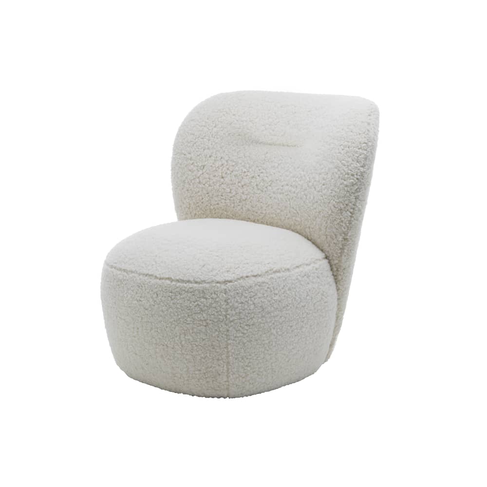 Fauteuil rembourré Loll 07 tissu blanc - Gervasoni - Blanc (tissu Bear polar) - Bois, Mousse polyuréthane, Polyester