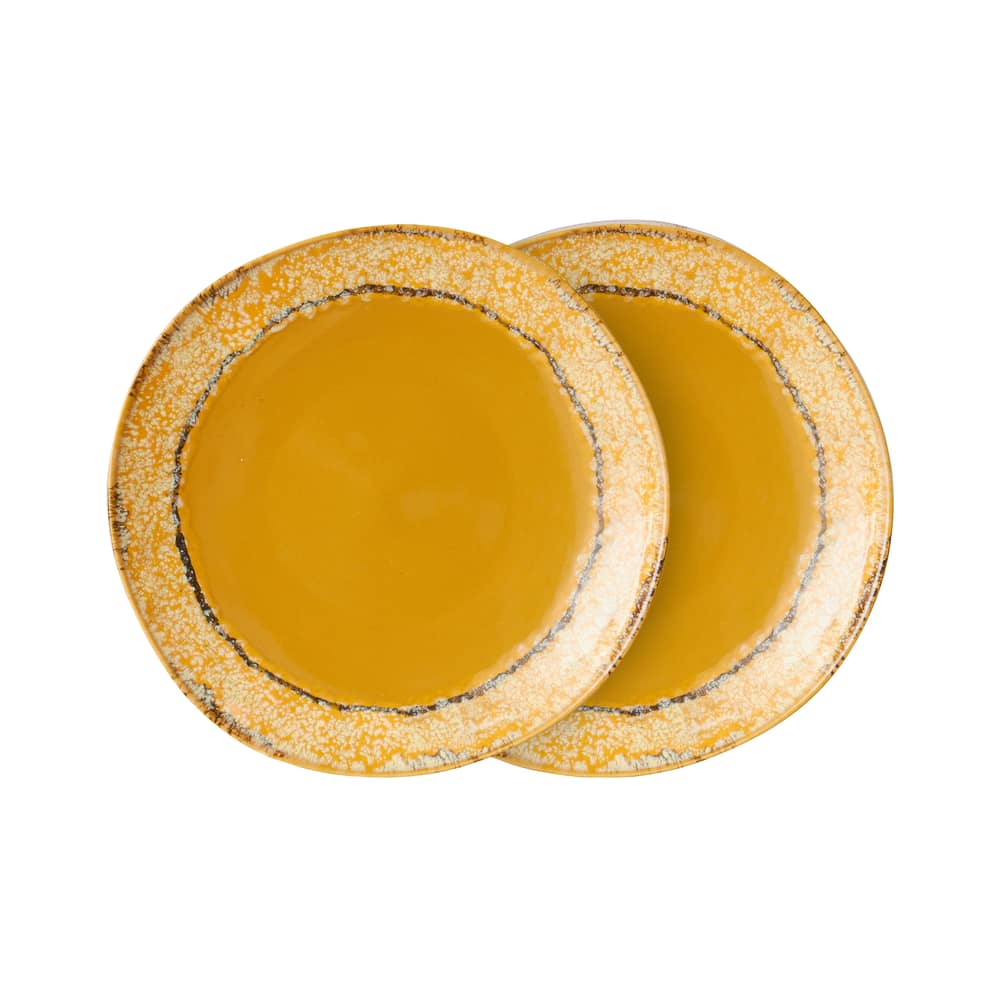 Piatto da dessert 70s ceramics ceramica giallo / Set di 2 - Ø 22 cm - HK LIVING - Il paradiso - Gres smaltato