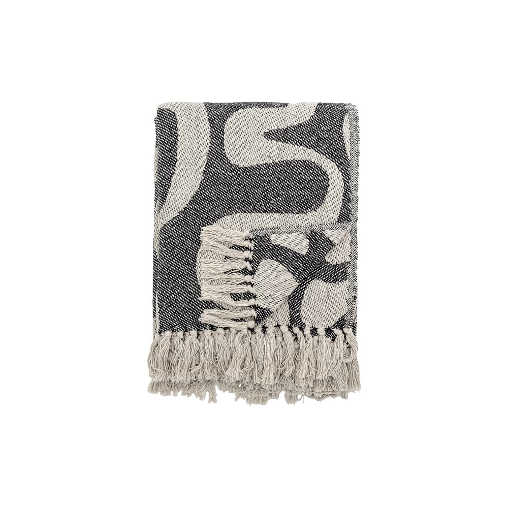Plaid Salobre noir / 160 x 130 cm - Coton recyclé - Bloomingville - Noir - Coton recyclé