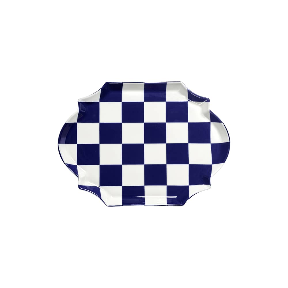 Assiette de présentation Fête des Bêtes céramique bleu / 36,6 x 26,5 cm - Serax - Bleu & blanc - Porcelaine émaillée
