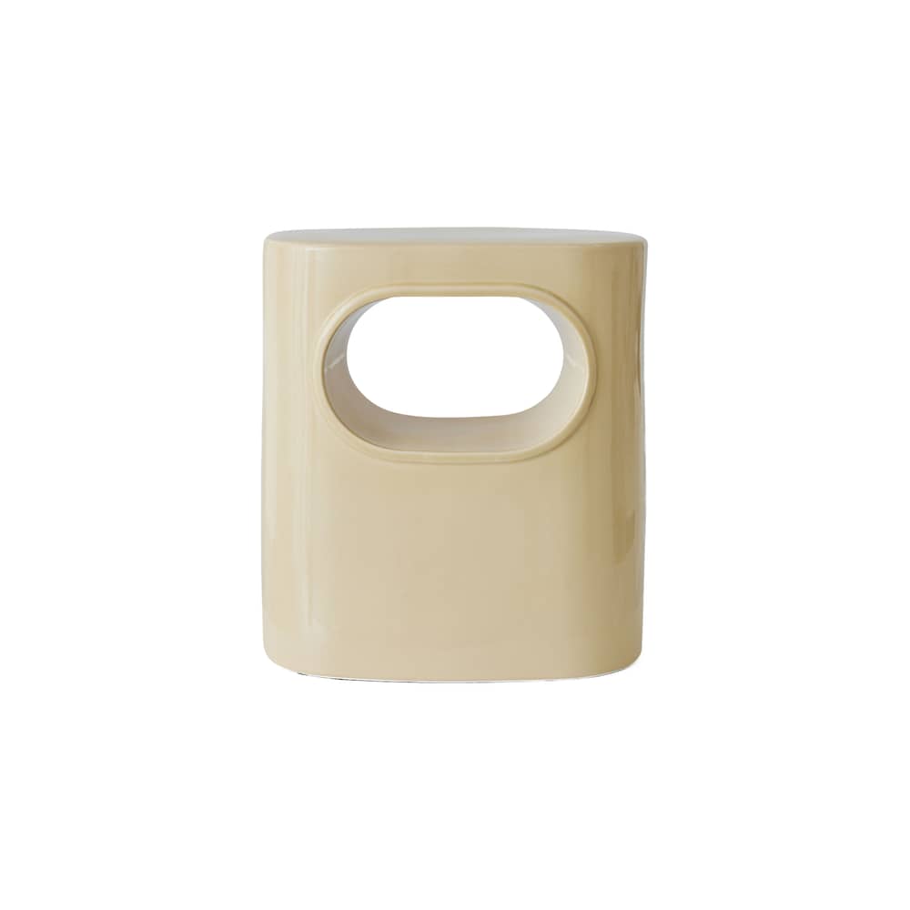 Table d\'appoint Space céramique beige / 36 x 26 x H 39 cm - HK LIVING - Crème - Céramique émaillée