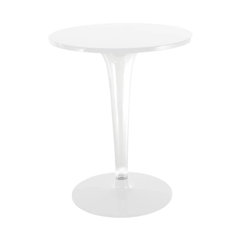 Table ronde TopTop - Dr. YES plastique blanc / Ø 60 cm - Kartell - Ø 60 cm - Blanc / base et pied ronds - Aluminium verni, Mélamine, PMMA