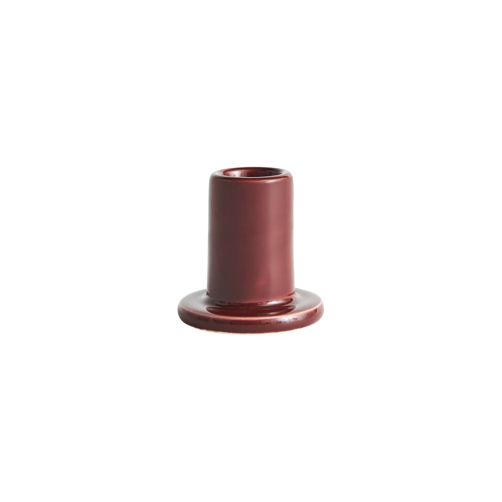 Bougeoir Tube Small céramique marron / H 5 cm - Hay - Marron - Faïence