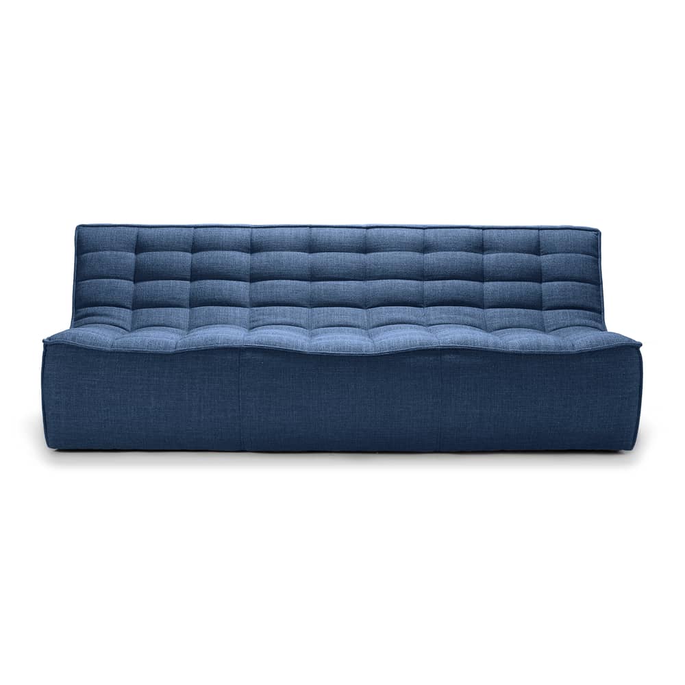Divano destro N701 tessuto blu / 3 posti - L 210 cm / Tessuto - Ethnicraft - Blu - Espanso, Legno, Tessuto