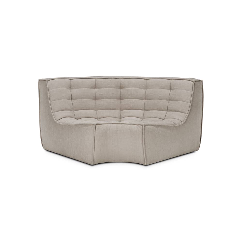 Divano d\'angolo N701 tessuto beige / Modulo ad angolo arrotondato a 90° - L 120 cm / Cotone riciclato - Ethnicraft - Ecru Eco (Cotone riciclato) - Cotone riciclato, Legno, Schiuma PU ad alta densità