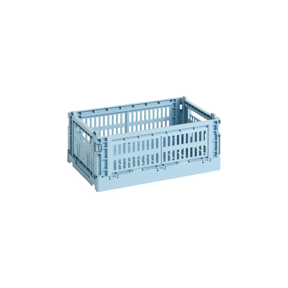 Panier Colour Crate plastique bleu Small / 17 x 26,5 cm - Recyclé - Hay - Bleu clair - Polypropylène recyclé