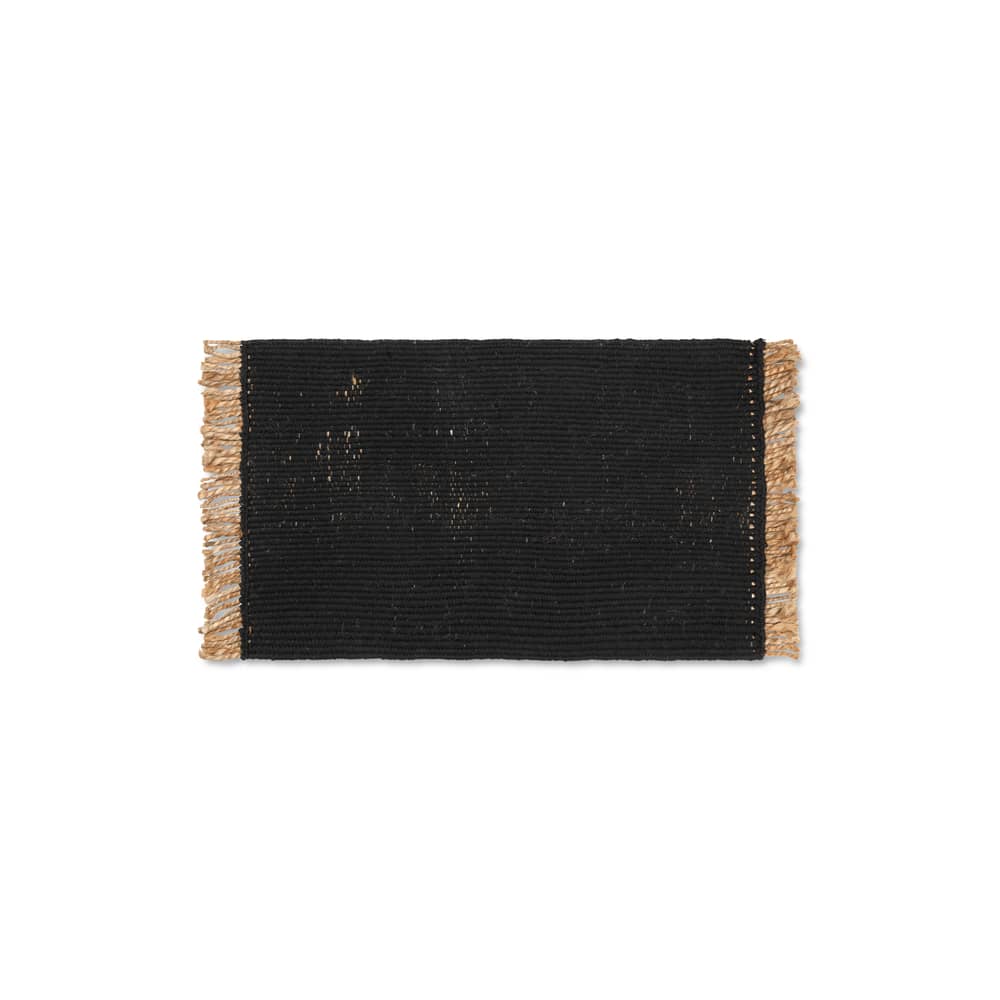 Block Mat Rug textile black / 50 x 80 cm -Jute & recycled plastic bottles - Ferm Living - Black -  PET recyclé, Hessian