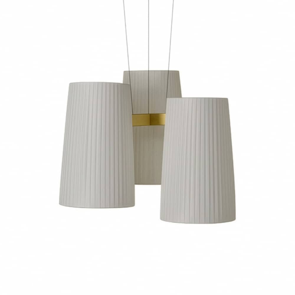 Sospensione Fiesta LED tessuto bianco / 3 Paralumi - Ø 63 cm - Dix Heures Dix - 3 Paralumi - Tessuto plissettato