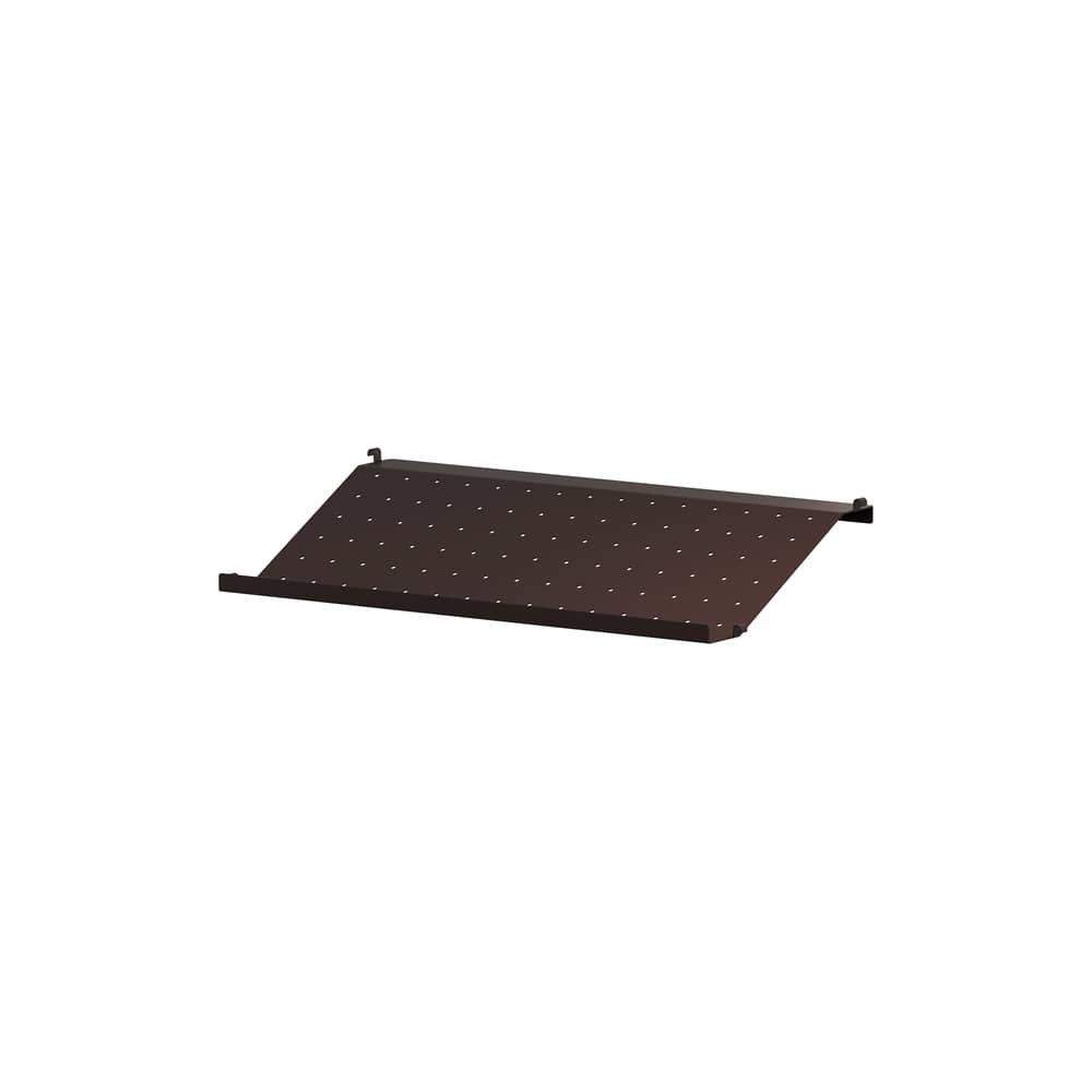 Étagère métal perforé / Porte-revues & chaussures - L 58 x P 30 cm - String Furniture - Marron foncé - Acier thermolaqué