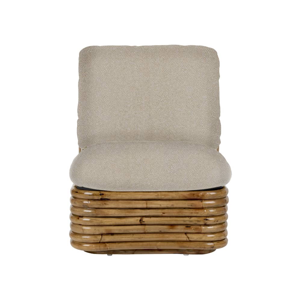 Fauteuil rembourré Bohemian ‘72 tissu fibre végétale blanc beige / Réédition 1972 - Rotin - Gubi - Blanc cassé / Rotin - Mousse, Rotin, Tissu
