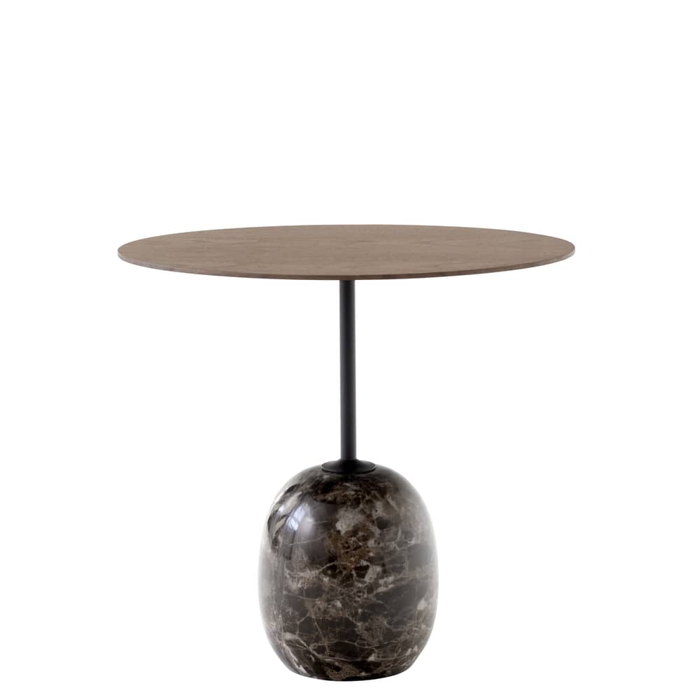 Guéridon Lato LN9 marbre bois naturel / Marbre & bois - 50 x 40 x H 45 cm - &tradition - Plateau noyer / Marbre brun - Acier laqué, Contreplaqué de noyer, Marbre