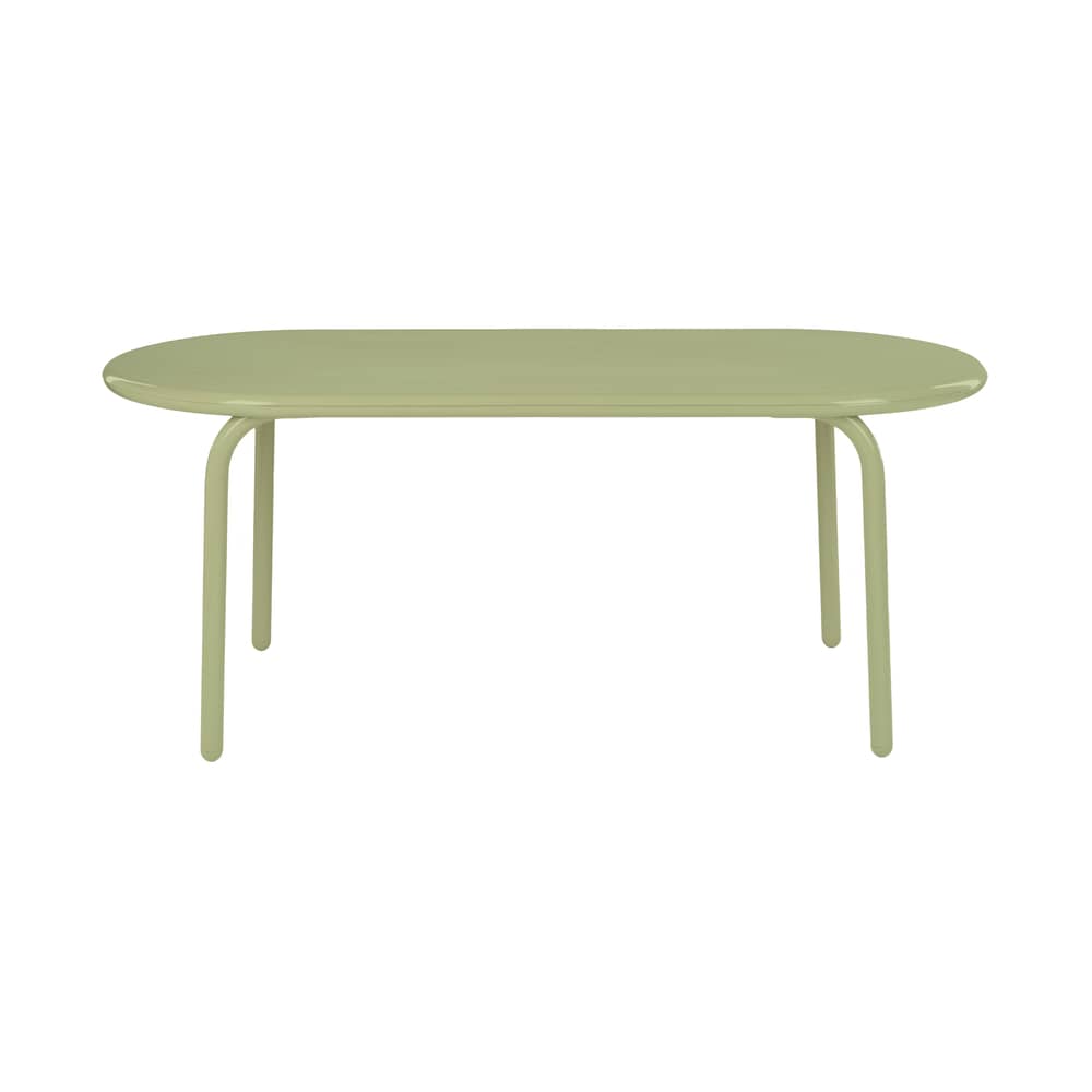 Table ovale Groove métal vert / 186 x 86 cm - Tom Dixon - Vert mousse - Aluminium