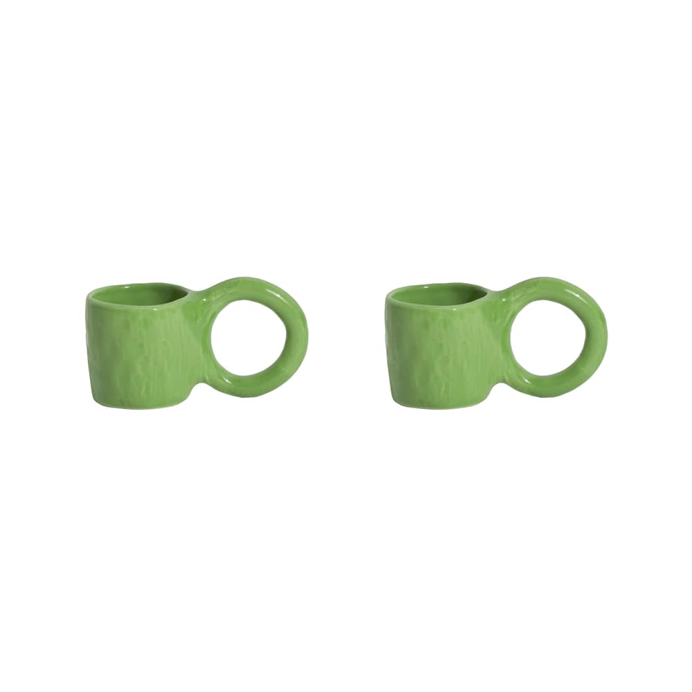 Tasse à espresso Donut Small / Ø  6 x H 5,5 cm - Lot de 2 - Petite Friture - Pistache - Faïence émaillée