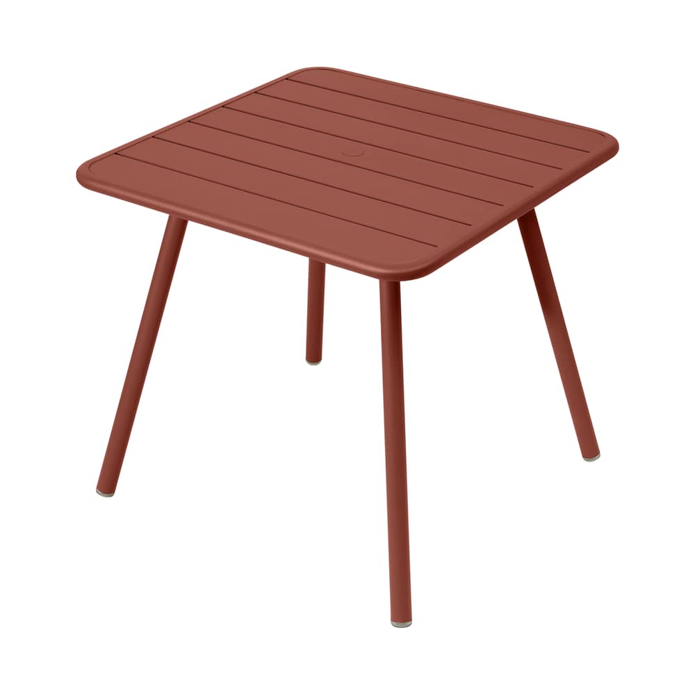 Tavolo quadrato Luxembourg metallo rosso marrone / 80 x 80 cm - 4 gambe - Fermob - Ocra rossa - Alluminio laccato