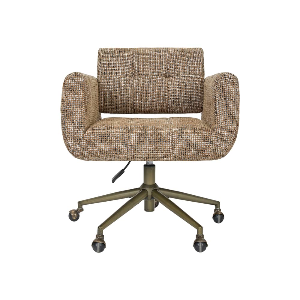 Valeria Office armchair textile brown - NV GALLERY - Caramel Tweed / Brushed brass - High resilience foam, Iron, Tissu Tweed