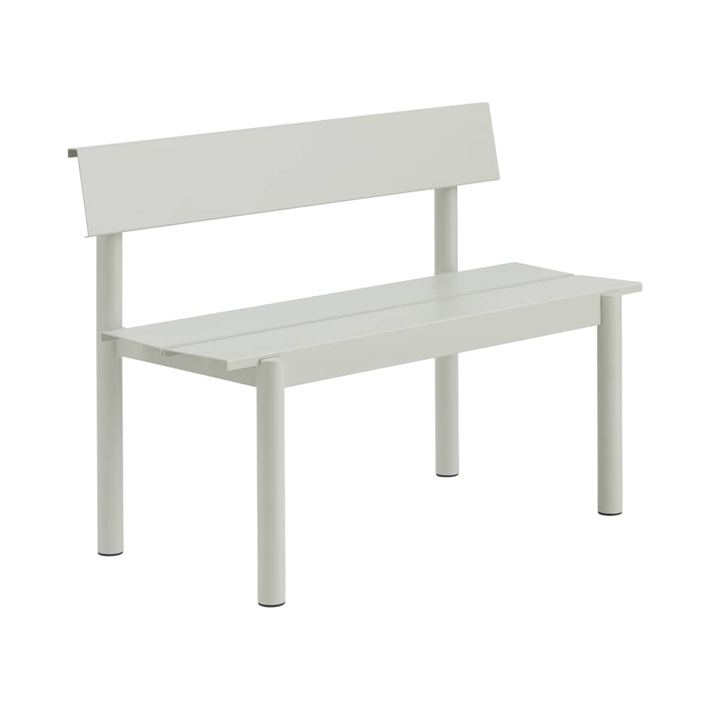 Banc avec dossier Linear métal gris / L 110 cm - Muuto - Gris clair - Acier galvanisé thermolaqué