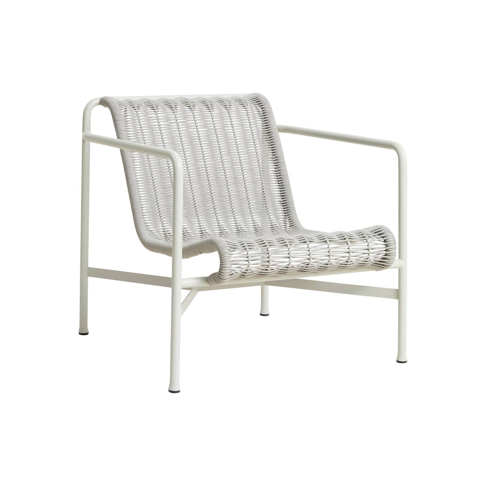 Fauteuil bas Palissade Cord gris / Corde tissu recyclé - Hay - Gris clair - Acier laqué époxy, Corde tissu polyester recyclé