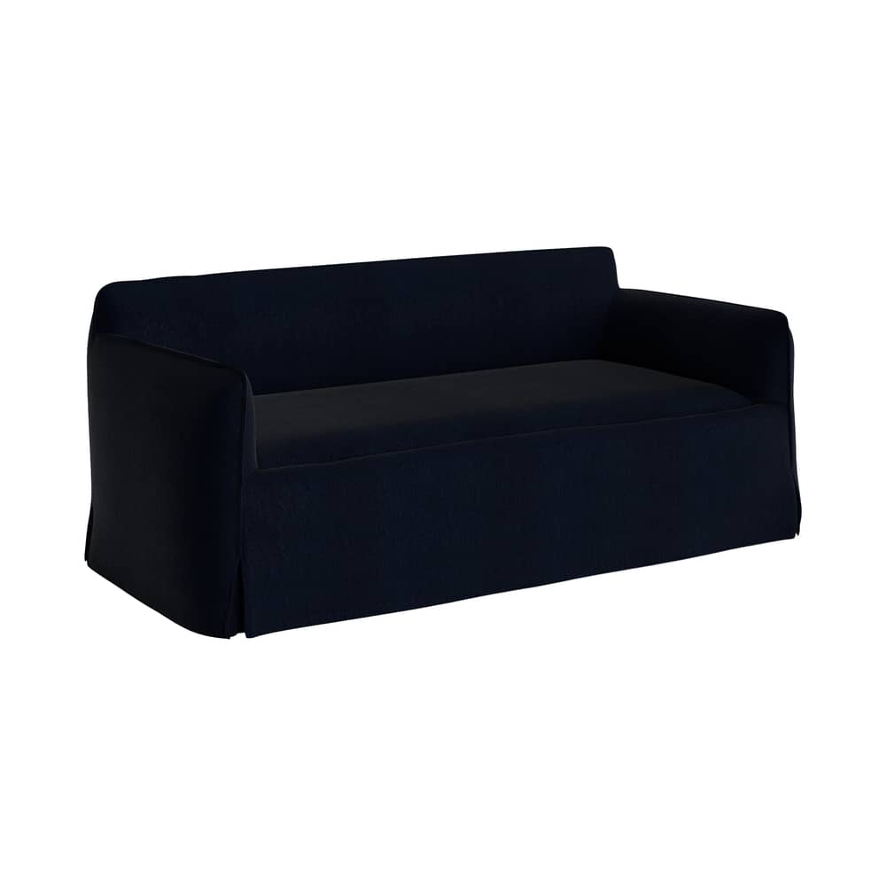 Canapé droit Mimi tissu bleu / 2,5 places - L 190 cm - Hay - Bleu noir (tissu Turf) - Bois, Mousse de polyuréthane, Tissu