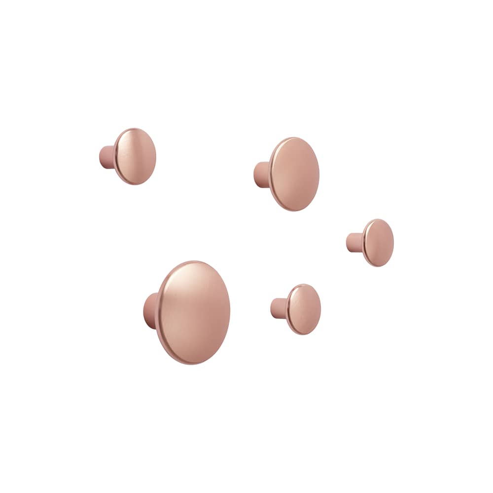 Set de 5 patère The Dots Metal Large / Différents diamètres - Muuto - Rose - Aluminium