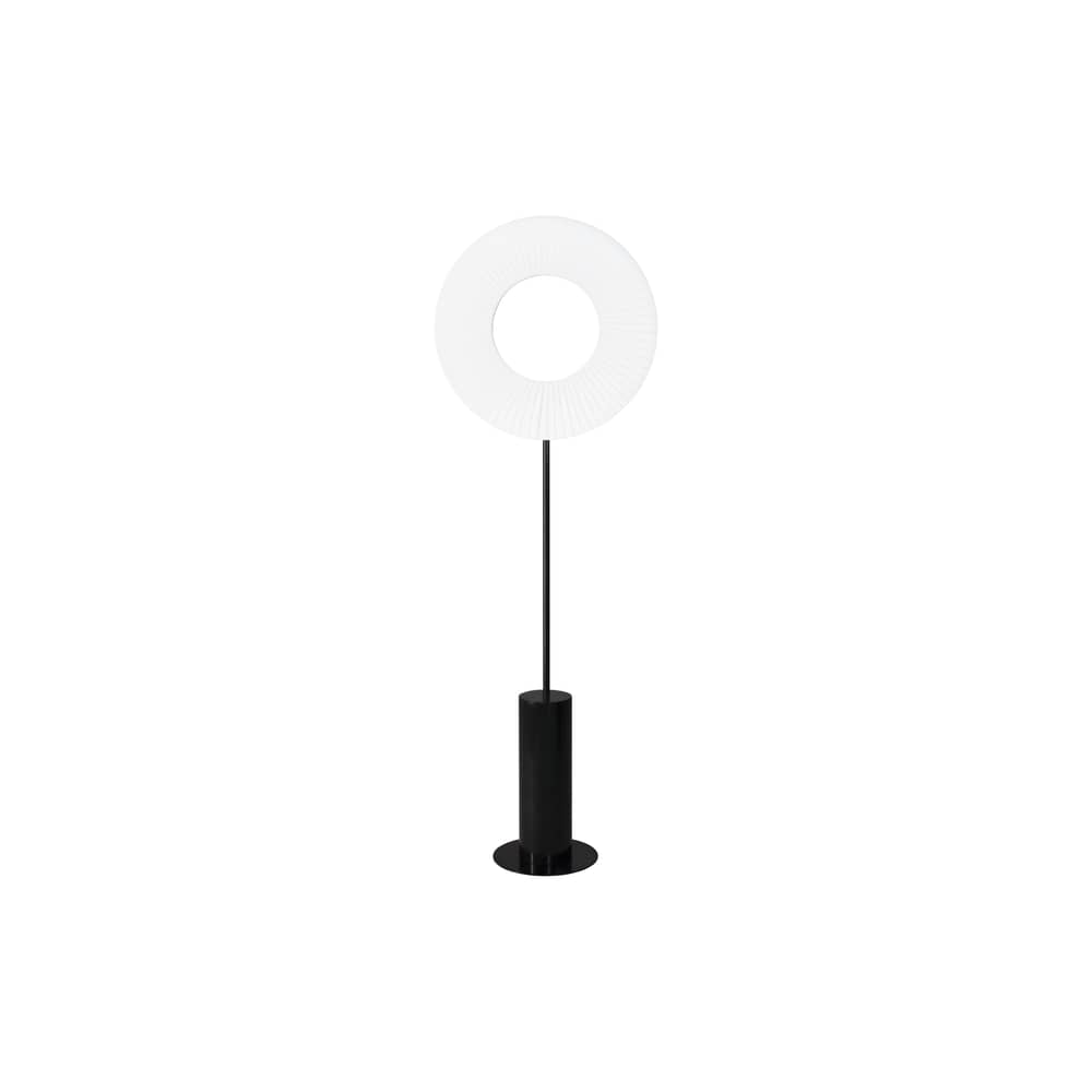 Stehleuchte Iris Totem textil weiß / LED - Ø 50 cm - Dix Heures Dix - Schwarzer Marmor / Weißer Stoff - Aluminium, Marmor, Plissiertes Acrylgewebe, Stahl