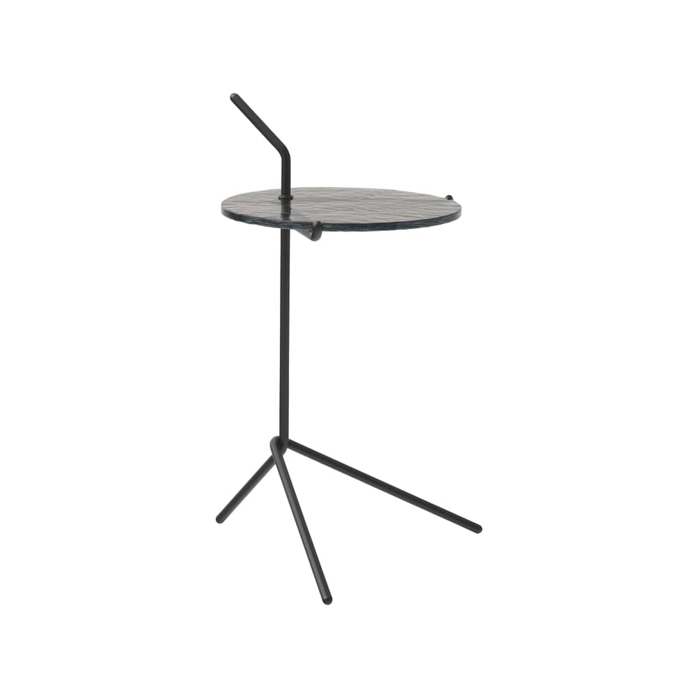 Table d\'appoint Halten SH9 verre gris - &tradition - Verre fumé / Piètement noir chaud - Acier, Verre coulé