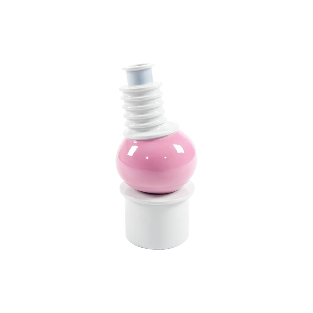 Vase Nilo céramique blanc by Ettore Sottsass / 1983 - Memphis Milano - Blanc, rose & gris - Porcelaine émaillée