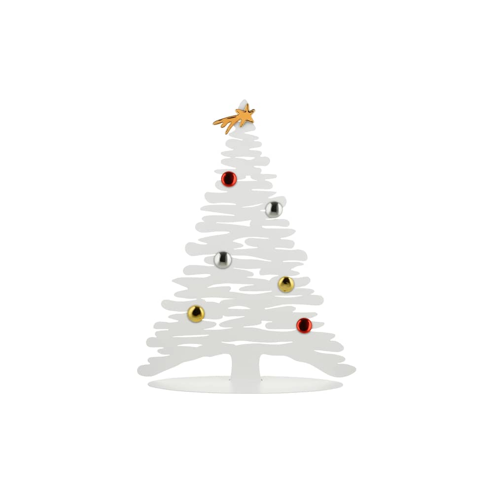 Weihnachtsdeko Bark Tree metall weiß / Weihnachtsbaum mit farbigen Magneten - H 45 cm - Alessi - Weiß - Porzellan, Stahl
