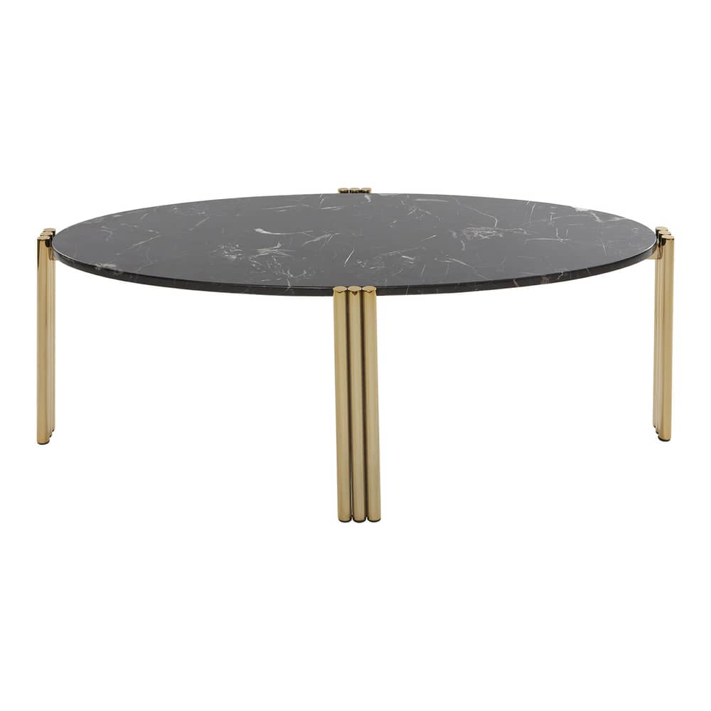 Couchtisch Tribus marmor schwarz gold / 92 x 47 x H 35 cm - Marmor - AYTM - Schwarzer Marmor / Goldfarben - Marmor, Stahl