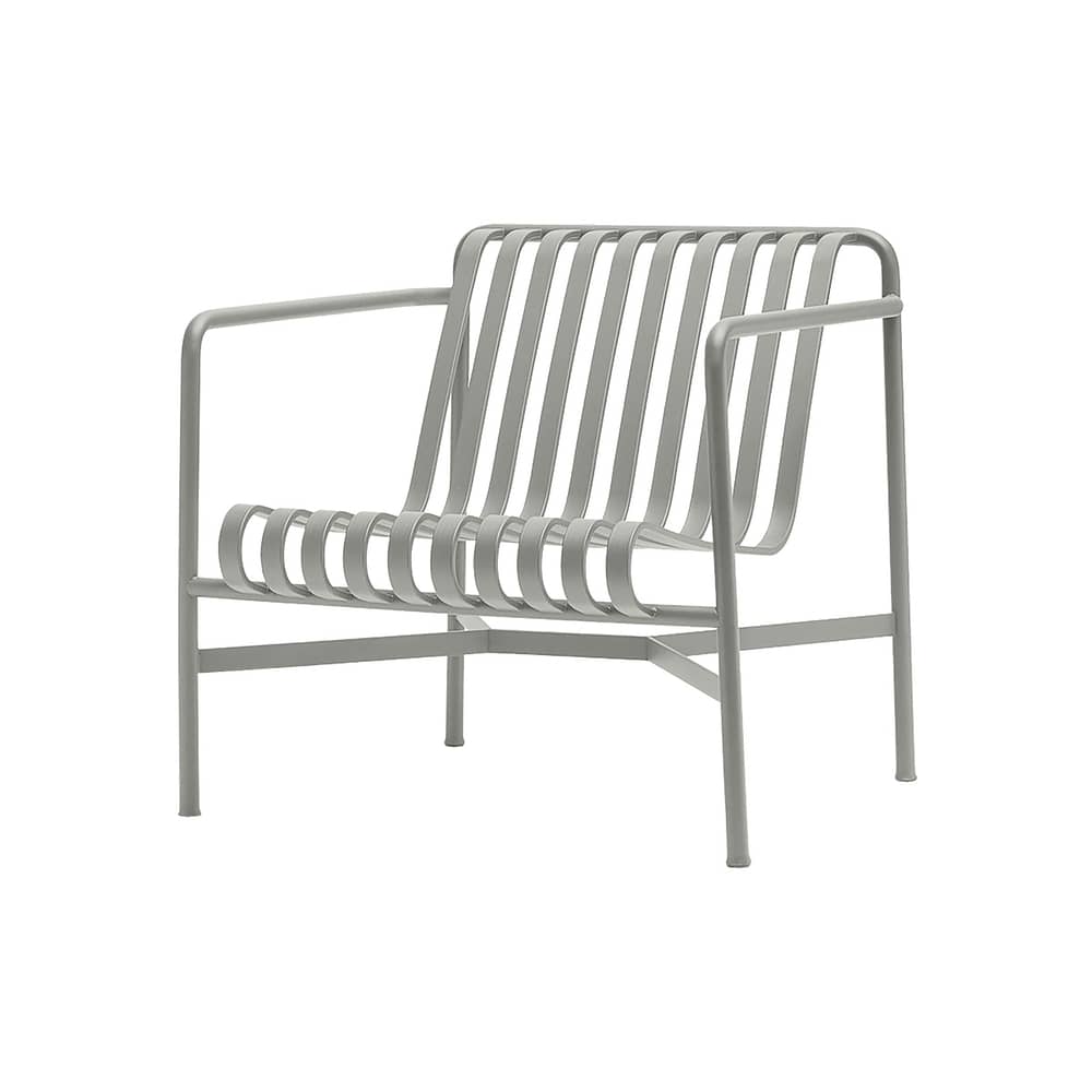 Palissade Low armchair metal grey Low backrest - R & E Bouroullec - Hay - Light grey - Epoxy lacquered steel