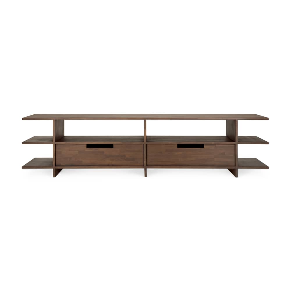 Meuble TV Kabuki bois marron / L 200 cm -  2 tiroirs - Ethnicraft - Teck brun - Teck massif