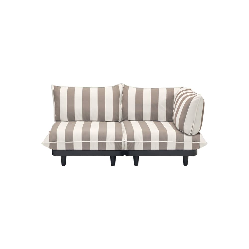 Gartensofa 2-Sitzer Paletti set textil braun / Armlehne rechts - B 190 cm - Fatboy - Gestreiftes Sofa Kakaobraun - Olefin Stoff, Polyesterschaum, Recyceltes Polyethylen, Stahl