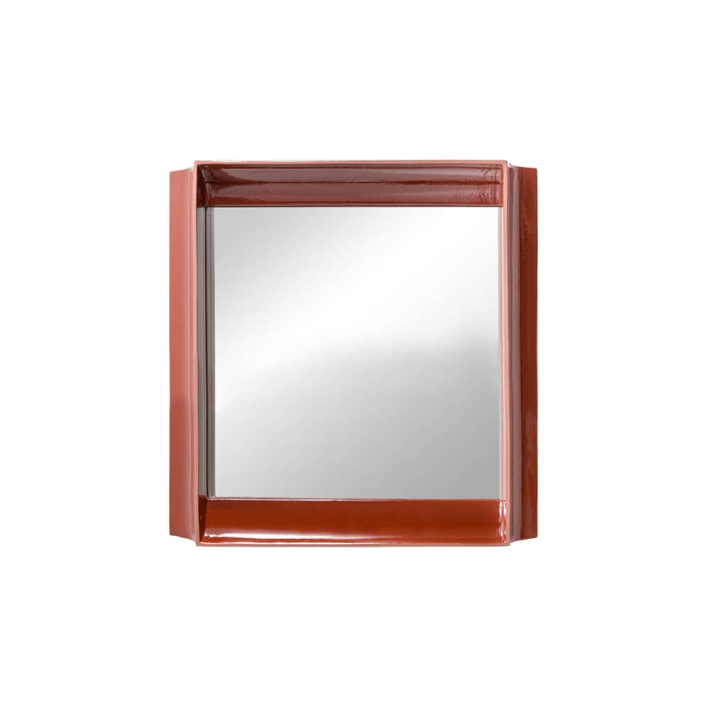 Specchio murale Coves ceramica arancione / Con ripiano - 60 x 60 cm - Magis - Terracotta - Ceramica, Vetro