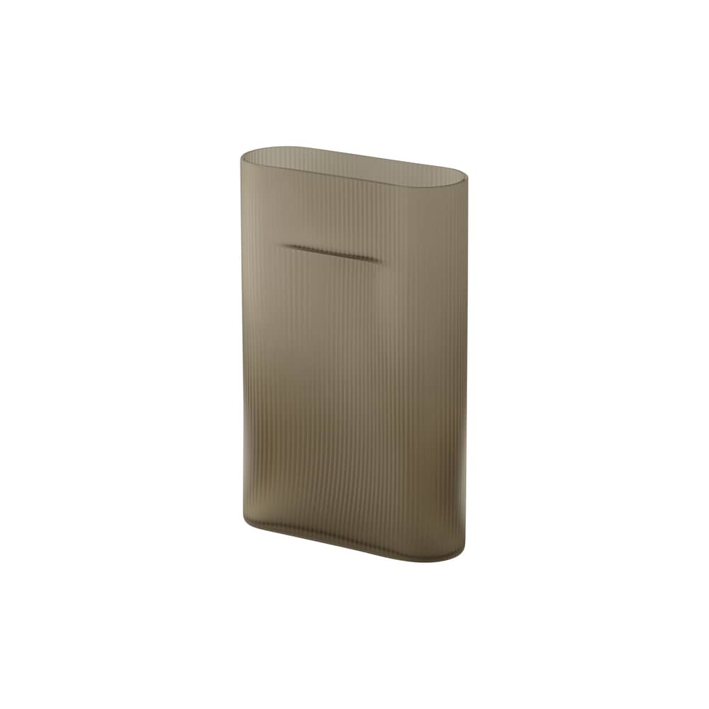 Vase Ridge verre marron / L 23 x H 35 cm - Muuto - Taupe dépoli - Verre dépoli soufflé bouche