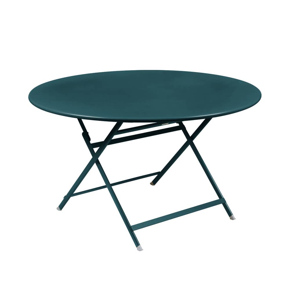 Table pliante Caractère / Ø 128 cm / 7 personnes - Fermob - Bleu Acapulco - Acier peint