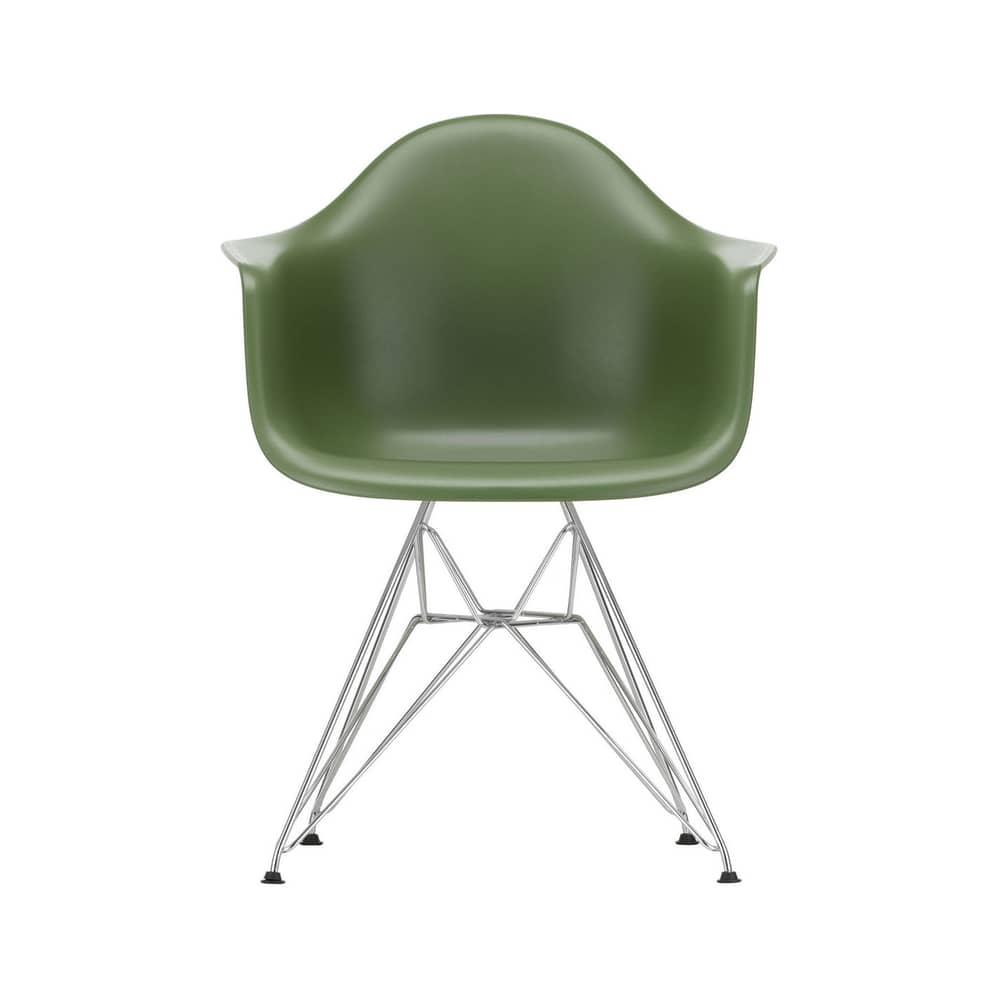 Fauteuil RE DAR - Eames Plastic Armchair plastique vert / (1950) - Pieds chromés / Recyclé - Vitra - Vert forêt / Pieds chromés - Acier chromé, Plastique recyclé post-consommation