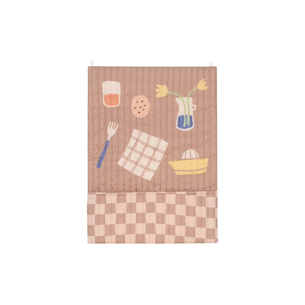 Organisateur mural Vibes Breakfast tissu / L 55 x H 70 cm - NOBODINOZ - Sable - Coton biologique, Polyester