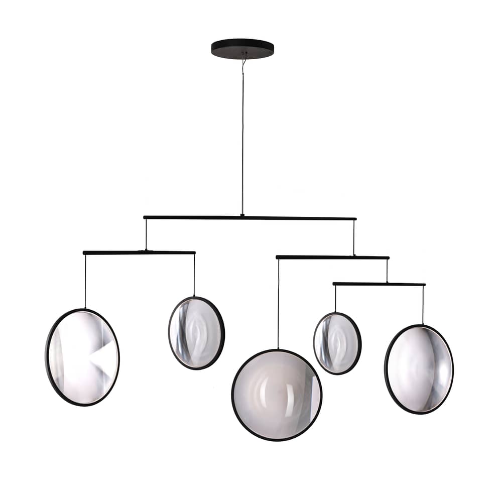 Focus X5 Pendant metal black / LED - L 160 x H 131 cm - DCW éditions - Black - Aluminium, PMMA
