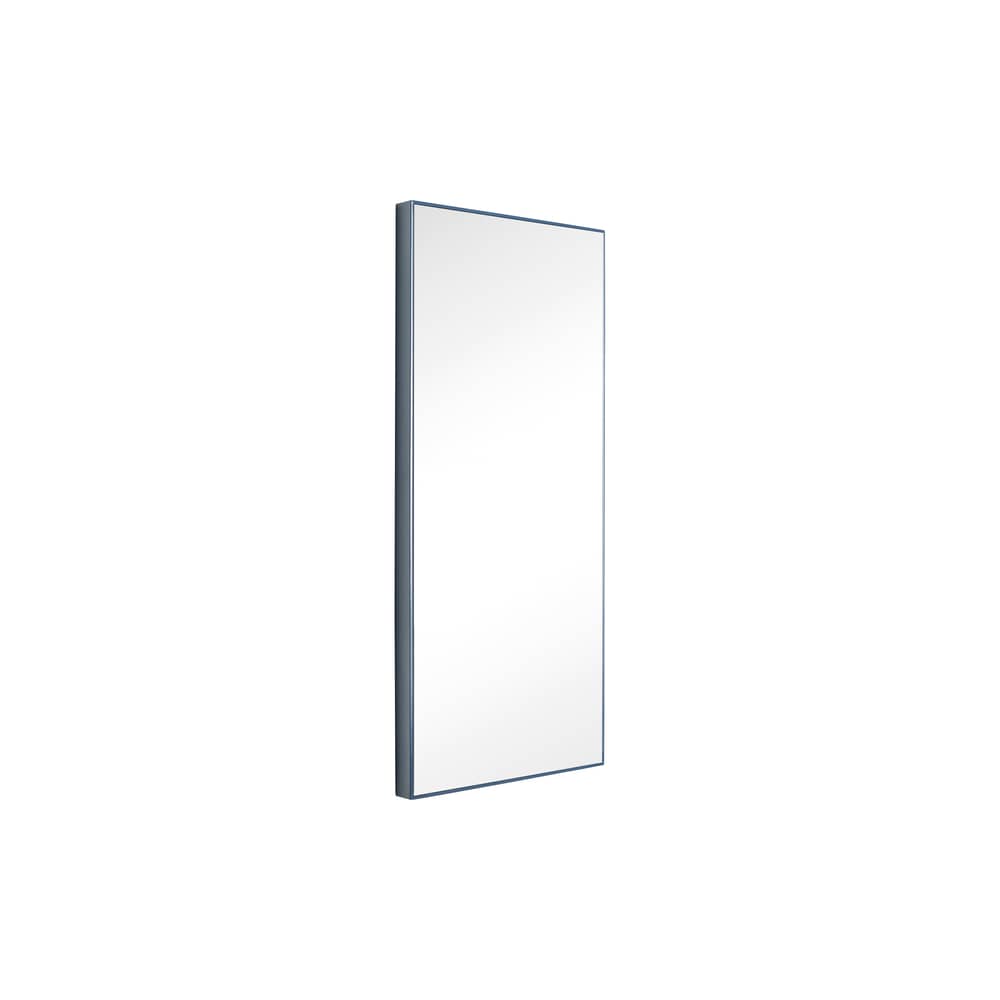 Specchio murale Shine Large metallo blu / 35 x 80 cm - HÜBSCH - 35 x 80 cm / Blu - Ferro, Vetro