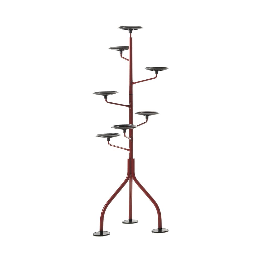 Support pour pot de fleurs Albero   / Achille Castiglioni, 1983 - H 152 cm - Zanotta - Amarante - Acier verni, Polyamide