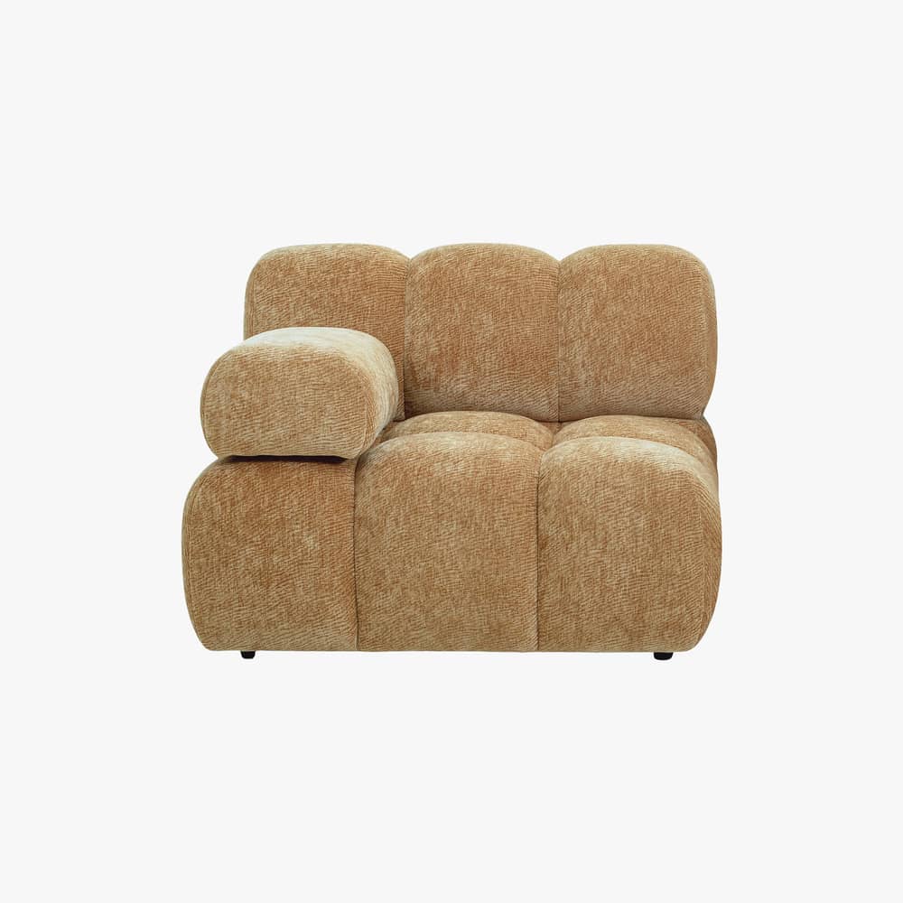 Gepolsterter Sessel Waffle textil braun / Sofa modulierbar – Austauschbare Armlehne - NV GALLERY - Camel, gekräuselt - Gewebe, High Density-Schaum