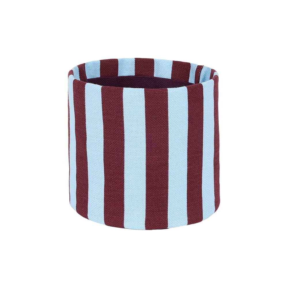  Basket textile blue / H 17 cm - NOBODINOZ - Burgundy & Blue / Striped - Organic cotton, Polyester