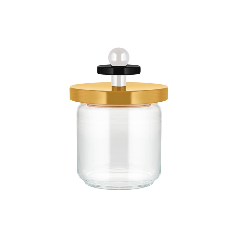 Bocal hermétique Twergi / 75 cl - By Ettore Sottsass / Alessi 100 Values Collection - Alessi - Jaune - Silicone, Tilleul massif tourné certifié FSC, Verre