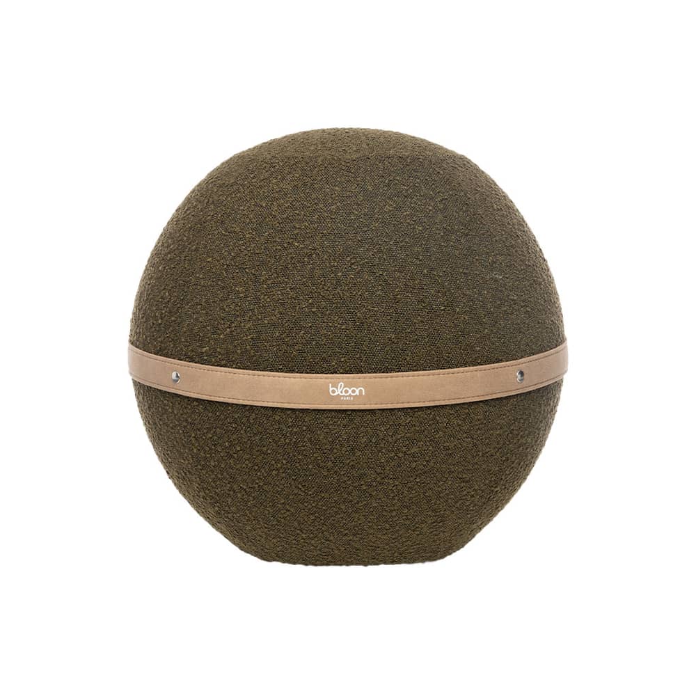 Pouf Bouclette Regular vert / Ergonomique - Ø 55 cm / Laine bouclette - BLOON PARIS - Canopée - Laine bouclée, PVC