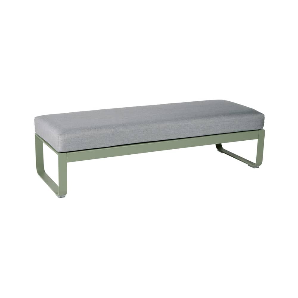 Gepolsterte Bank Bellevie metall textil grau / Sitzbank - L 148 cm - Fermob - Kaktus / Grauer Flanellstoff - Aluminium, Outdoor Sunbrella Stoff, Schaumstoff