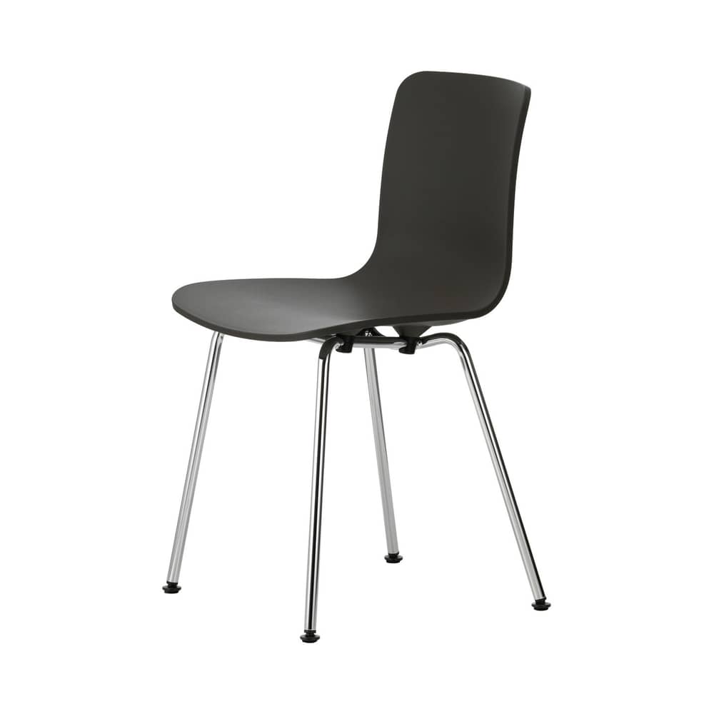 Chaise HAL RE Tube / Plastique recyclé - Vitra - Noir foncé / Pieds chromés - Acier, Polypropylène recyclé