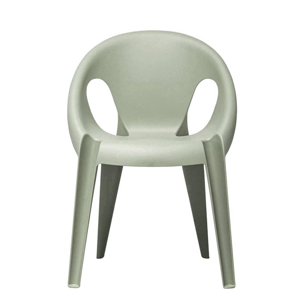 Bell Stackable armchair plastic material green grey / By Konstantin Grcic / Recycled polypropylene - Eco-designed - Magis - Grey-green Dawn - Recycled polypropylene