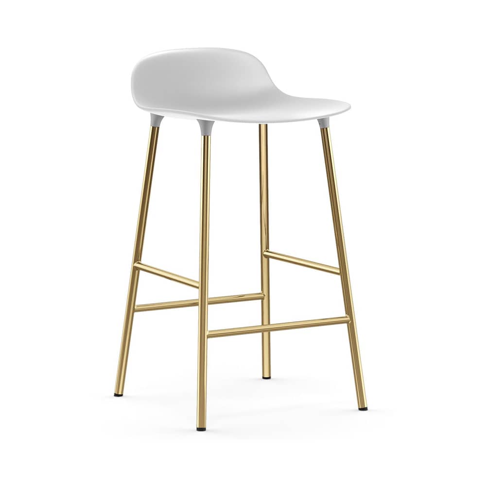 Tabouret de bar Form plastique blanc / H 65 cm - Pied laiton - Normann Copenhagen - Blanc / Laiton - Acier plaqué laiton, Polypropylène