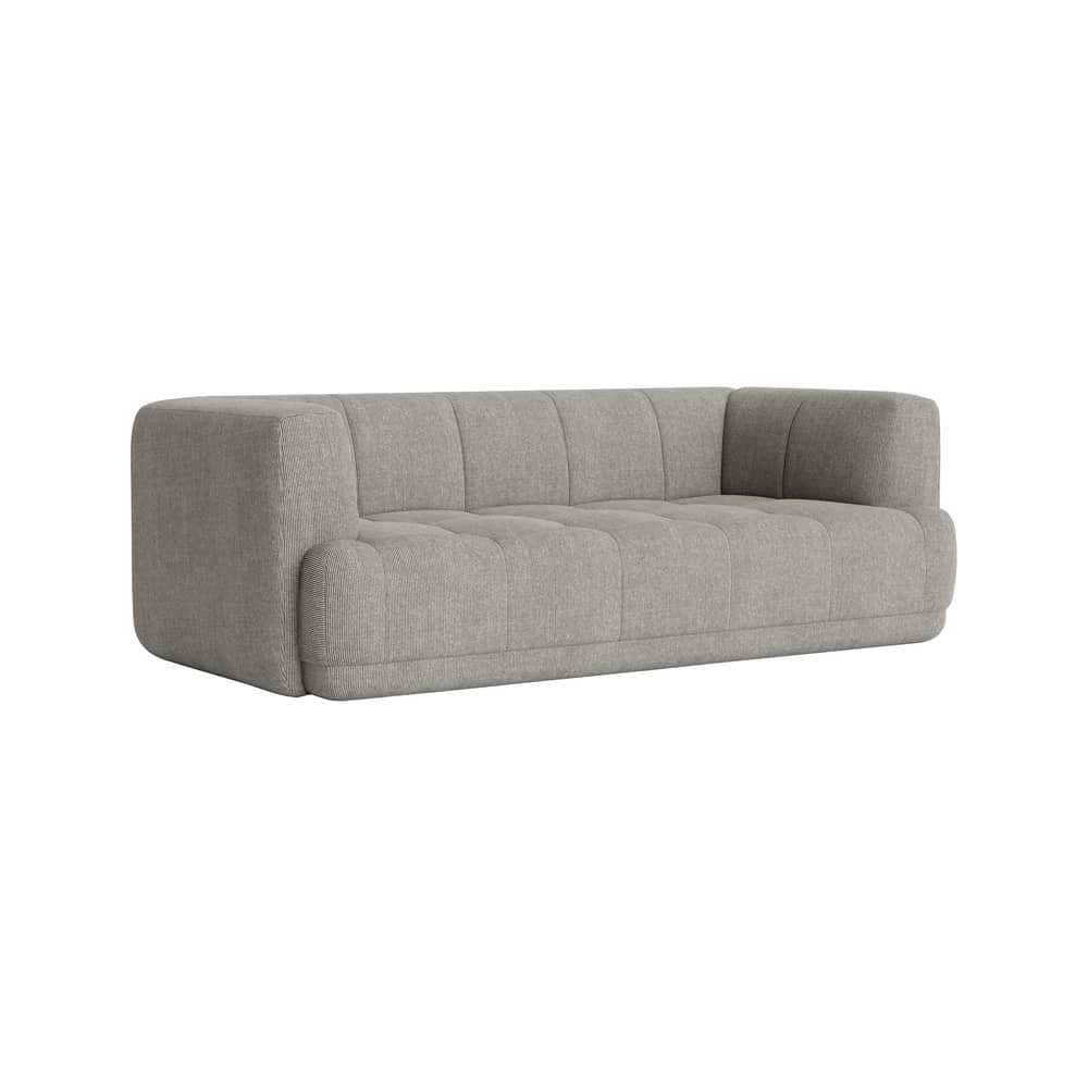 Canapé droit Quilton tissu gris / 2 places - L 214 cm - Matelassé - Hay - Gris (tissu Yuma 1009) -  Ouate, Bois, Mousse PU, Tissu