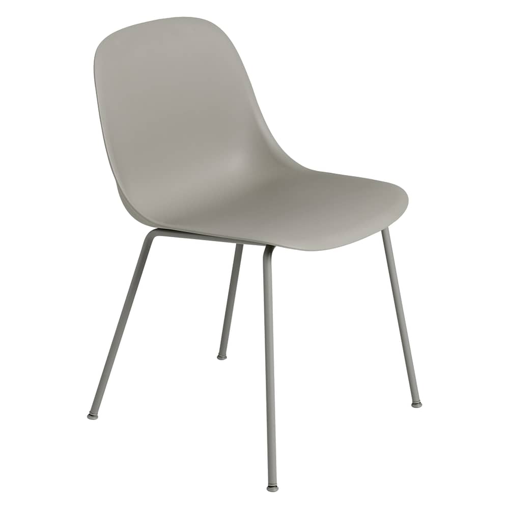 Chaise Fiber plastique gris / Pieds métal - Plastique recyclé - Muuto - Gris - Acier, Plastique recyclé